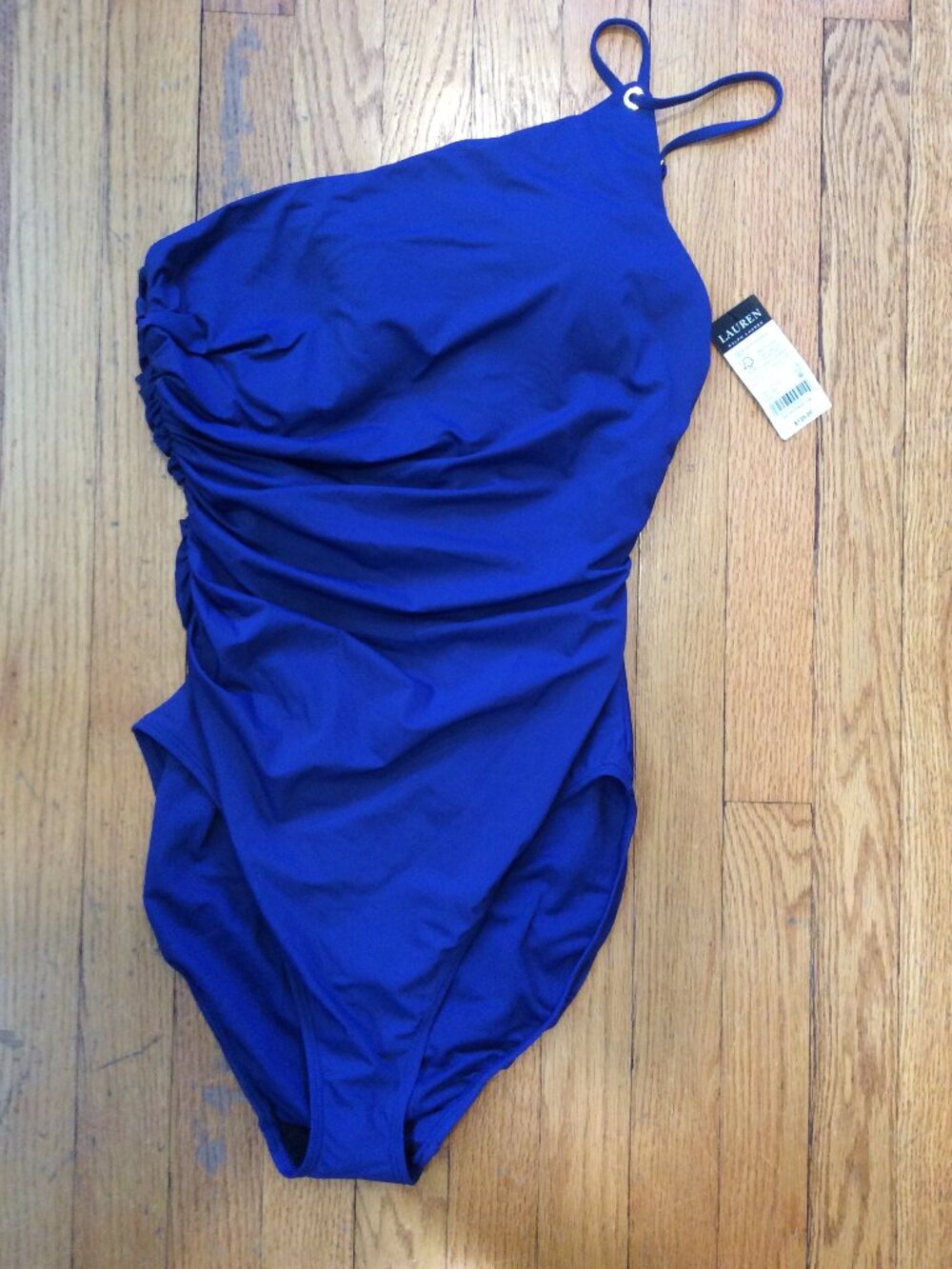 Lauren Ralph Lauren Blue One Piece Swimsuit Ruched Designer Swimwear